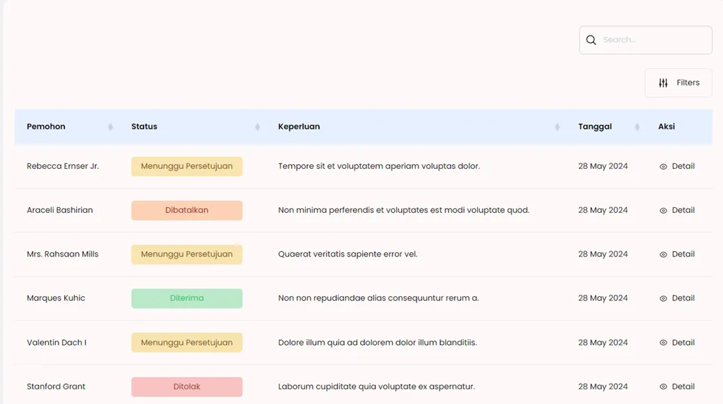 Document Request Interface